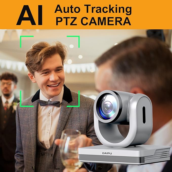 PTZ Camera 30X Optical Zoom 1080P60 HDMI USB3.0 SDI LAN PoE AI Auto Tracking Conference Room Camera 1/2.8 CMOS Sensor 255 Presets for Church Worship Live Streaming Business Video Conference