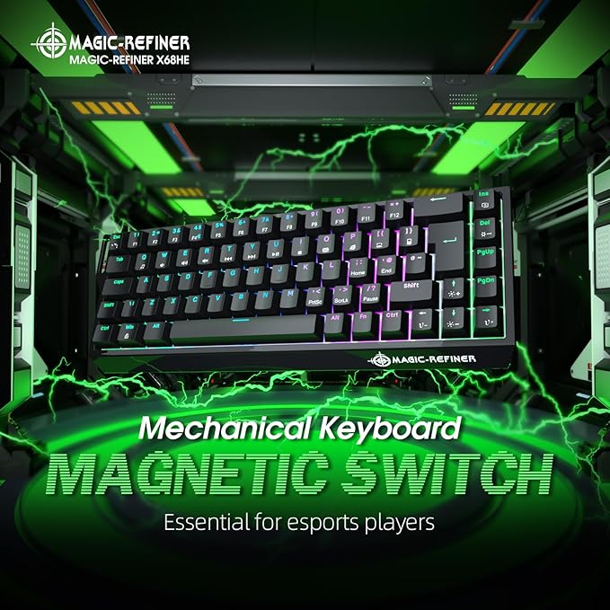ZIYOU LANG X Magic-Refiner X68HE 8KHz Rapid Trigger Mechanical Gaming Keyboard60% WiredHall Effect Magnetic SwitchAdjustable ActuationRGB BacklitSnap Tap RGB Backlit for PC/Mac Black