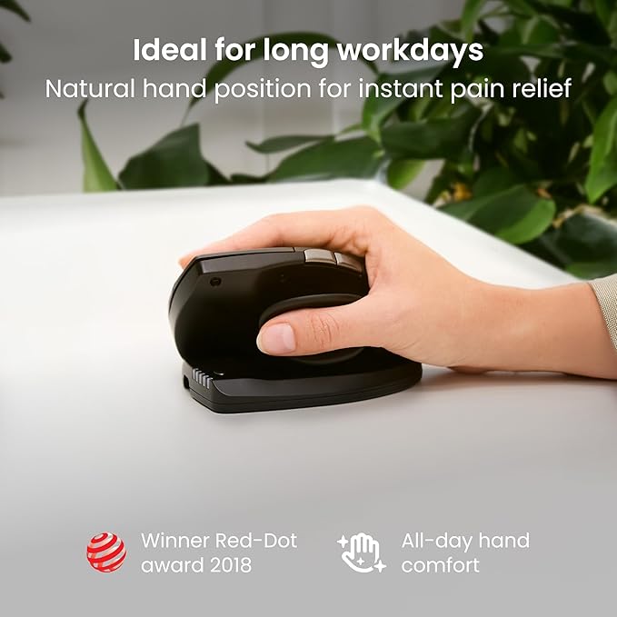 Contour Unimouse Ergonomic Vertical Mouse Adjustable 35°-70° Tilt Angle 6 Programmable Buttons for Productivity Customizable Thumb Rest for Wrist Pain Relief | Plug &amp Play Mac/PC - Wireless - Ri