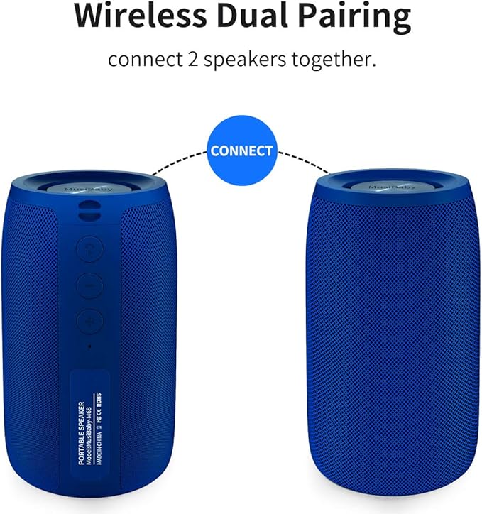 Bluetooth SpeakerMusiBaby SpeakerOutdoor PortableWaterproof Speakers Bluetooth WirelessDual Pairing Bluetooth 5.0Loud StereoBooming Bass1500 Mins Playtime for Home&ampParty Speaker Gifts(Bl