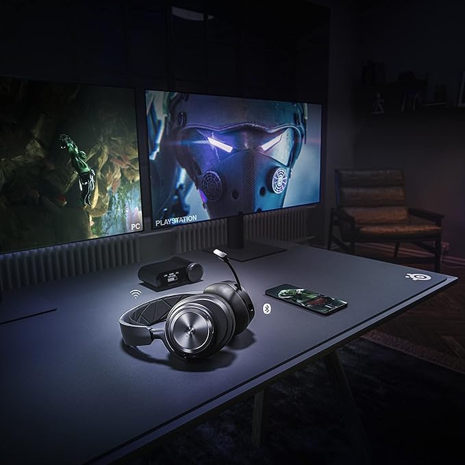 SteelSeries Arctis Nova Pro Wireless Multi-System Gaming Headset - Premium Hi-Fi Drivers - Active Noise Cancellation - Infinity Power System - ClearCast Gen 2 Mic - PC PS5 PS4 Switch Mobile