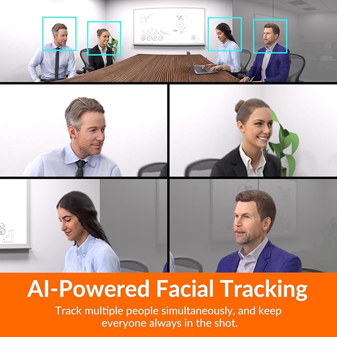 Innex C831 180° Panoramic 4K Wide Angle Webcam with Microphone AI Facial Tracking for Windows Mac Easy Setup Conference Room Camera with Flexible View Angle for Meeting Room Huddle Space