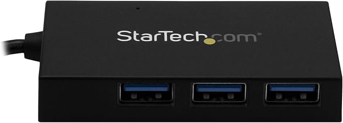 StarTech.com 4 Port USB 3.0 Hub - USB Type-A Hub with 1x USB-C &amp 3x USB-A (SuperSpeed) - USB Bus or Self-Powered - Portable USB 3.0 (5Gbps) BC 1.2 Charging Hub w/ Power Adapter  TAA (HB30A3A1CSFS