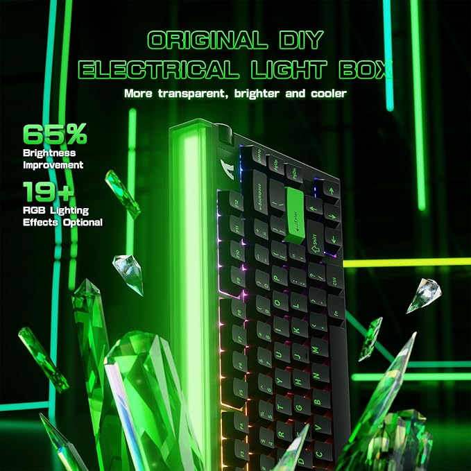 ATTACK SHARK R85 HE Wired 75% Rapid Trigger Mechanical RGB Gaming Keyboard with Custom Lightbox8KHz Polling Rate0.005mm RT Accuracy0.08MS LatencyHall EffectMagnetic SwitchDriver for PC-Green