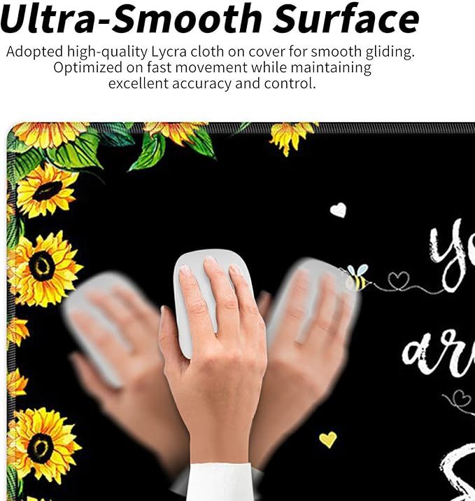 Desk Pad Mat Large Mouse Pad XL Extended Mousepad Gaming with Sunflower 31.5 *11.8 Huge Mouse Pads for Computer Laptop Home Office + Cup Coaster You are My Sunshine