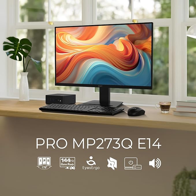 msi PRO MP273Q E14 27-inch IPS 2560 x 1440 (QHD) Computer Monitor 144HzAdaptive-Synch HDMI DP Port VESA Mountable Tilt Speaker 1ms Black