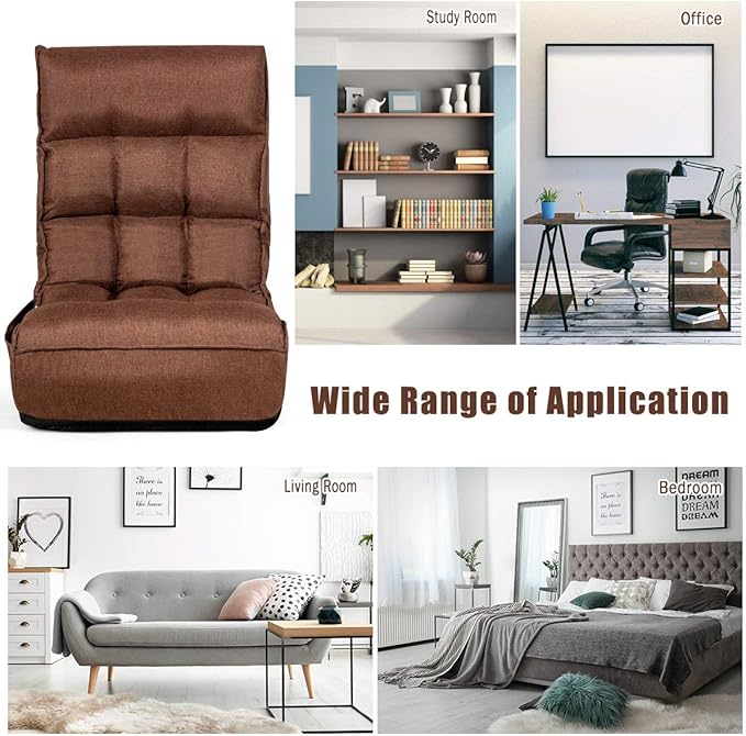 S AFSTAR Folding Floor Chair Floor Gaming Chair with 5-Position Adjustable Headrest &amp 4-Position Backrest Side Pocket &amp Thicken Cushion Padded Floor Seat Lazy Chair for Living Room Bedroom