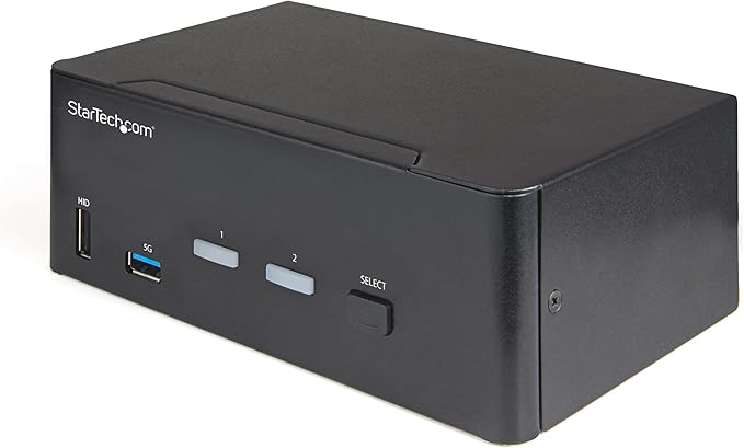 StarTech.com 2 Port Dual Monitor HDMI KVM Switch - 4K 60Hz Ultra HD HDR - Desktop 4K HDMI 2.0 KVM Switch with 2 Port USB 3.0 Hub (5Gbps) &amp 4X USB 2.0 HID Audio - Hotkey Switching - TAA