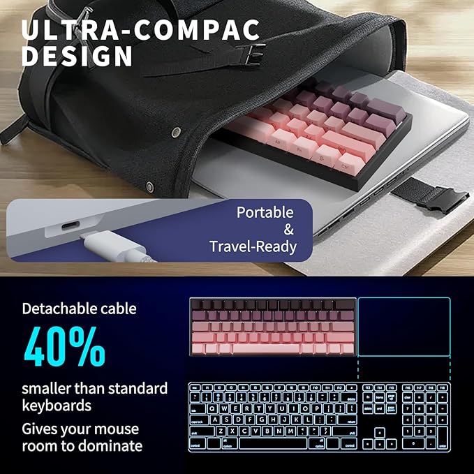 Mini 60% Mechanical Gaming Keyboard Wired YK61 Hall Effect Magnetic Switch Adjustable Actuation Rapid Trigger Mode 8K Hz Polling Rate Hot-Swap 61 Keys RGB Backlit Side Printed PBT Keycaps