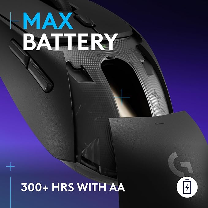 Logitech G309 Lightspeed Wireless Gaming Mouse Lightweight LIGHTFORCE Hybrid Switches Hero 25K Sensor 86g &amp 300+ hr Battery Life with AA Battery 6 Programmable Buttons PC &amp Mac - Black (