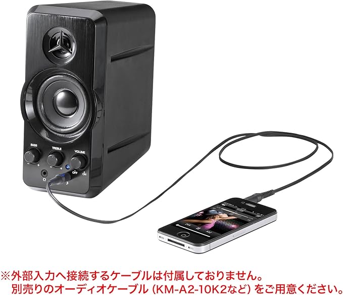 Sanwa Supply MM-SPL6BKN Multimedia Speaker 20W 0.1 inch (3.5 mm) Stereo Mini Jack Connection