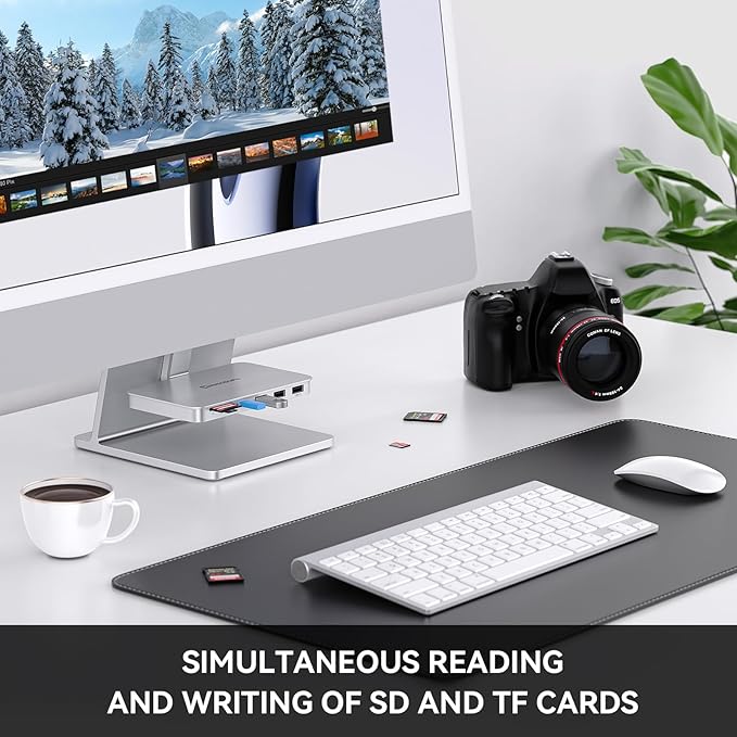 Minisopuru iMac Accessories for i Mac M1/M3/M4 USB C Hub for iMac2021/2023/2024 with USB A/C 10Gbps SD/TF iMac Adapter Compatible with iMac24 inch and Studio Display 27 Inches Silver.
