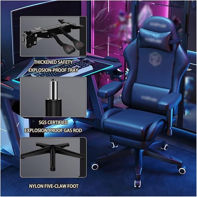 Chair Swivel Chair Gamer Chair Foot Rest Cool Armor Embroidery Decoration Gaming Chair Ergonomic 120° Golden Angle Racing Chair Load Bearing 190Kg/418.9Lbs