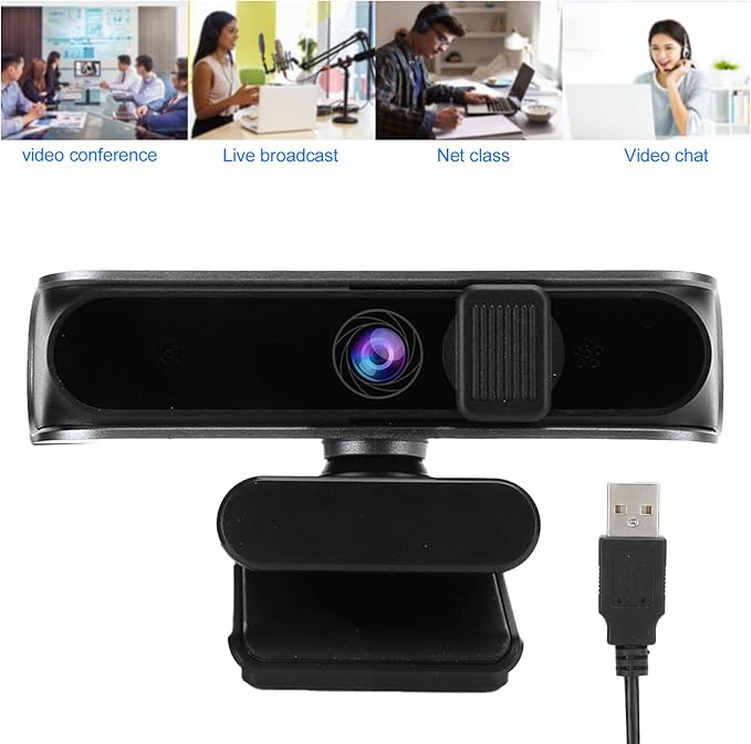 5MP 1080P Webcam with 80° Wide Angle Lens CMOS Sensor and Auto Low Light Correction for Online Teaching Business Meetings and Live Streaming on Multiple Platforms