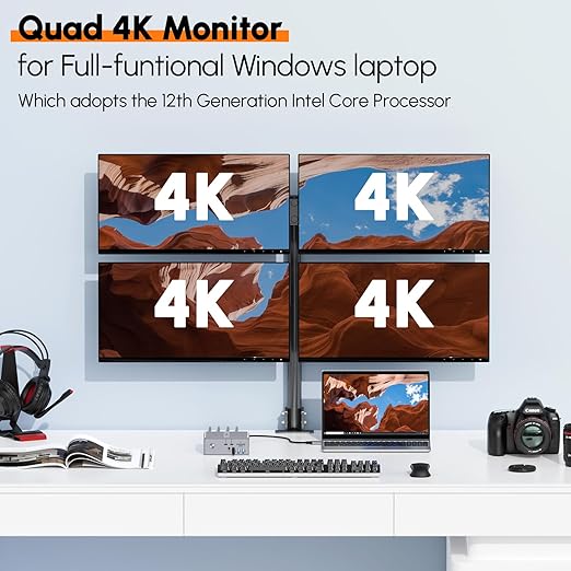 TobenONE DisplayLink Docking Station Triple Monitor with 120W Power Adapter Triple 4K Display for MacBook Pro/Air Thunderbolt 4/3 USB-C Windows(3X HDMI 3X DP 2xUSB-C 4xUSB 3.2 SD/TF)