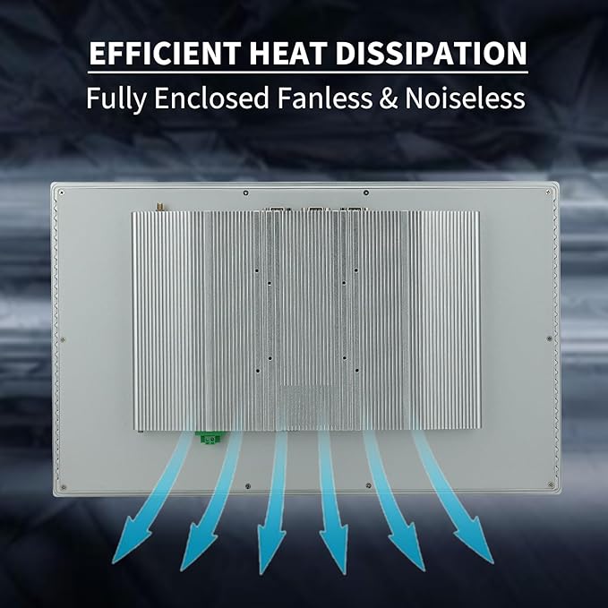 21.5 inch Capacitive Multi-Touchscreen Industrial Embedded Win-10 PC Monitor IP65 Screen with 10 Points Touch Display i3+RAM 4G+128G SSD Integrated Phoenix2pin HD-MI-Out &amp USB Ports