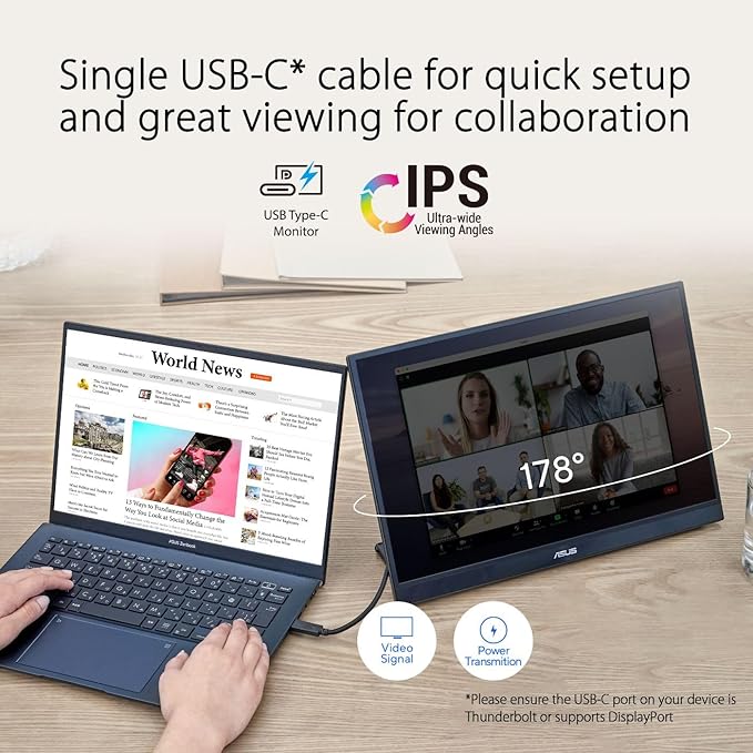 ASUS 16 Portable Monitor - WQXGA 120Hz IPS USB-C/HDMI DisplayHDRTM 400
