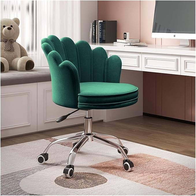 Adjustable Office Computer Chair with Armrest Office Chair Office Pink Study Home Game Chair Swivel Lift Bedroom Chair(Green-Silver)