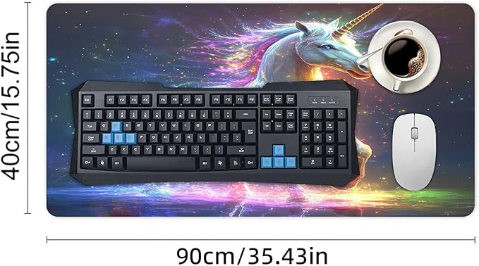 XXL Gaming Mouse Pad Animal Cute Unicorn XXL Gaming Mouse Pad Large Desk Mat Protector for Desktop Anti-Slip Rubber Extended Computer Keyboard Mat Writing Pad for Work Office 15.7 * 35.4 inB-397