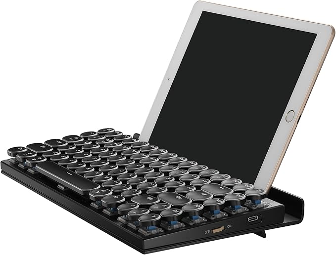 FINEDAY Slim Aluminum 83 Keyboard Full Aluminum Blue Switch Internal Battery Mechanical Keyboard Bluetooth 5.0 &amp USB up to 4 Devices for Desktop PC/Laptop Mac/Phone