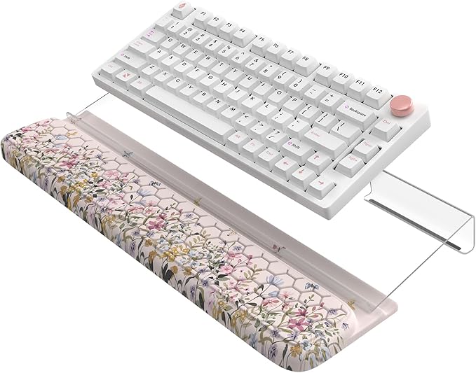 2 in 1 Wrist Pad for Keyboard 3-Level Height Adjustment Keyboard Riser for Typing Memory Foam Wrist Support for Keyboards for Office Home(Off White)