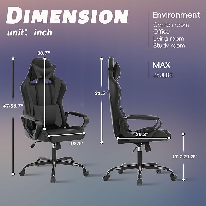 Cheap Gaming Chair PC Chair Ergonomic Office Chair Computer Chair Video Game Chairs for Kids Silla Gamer Chair with Headrest and Lumbar Support Massage Chair Gaming Chairs for Adults Comfy Chair