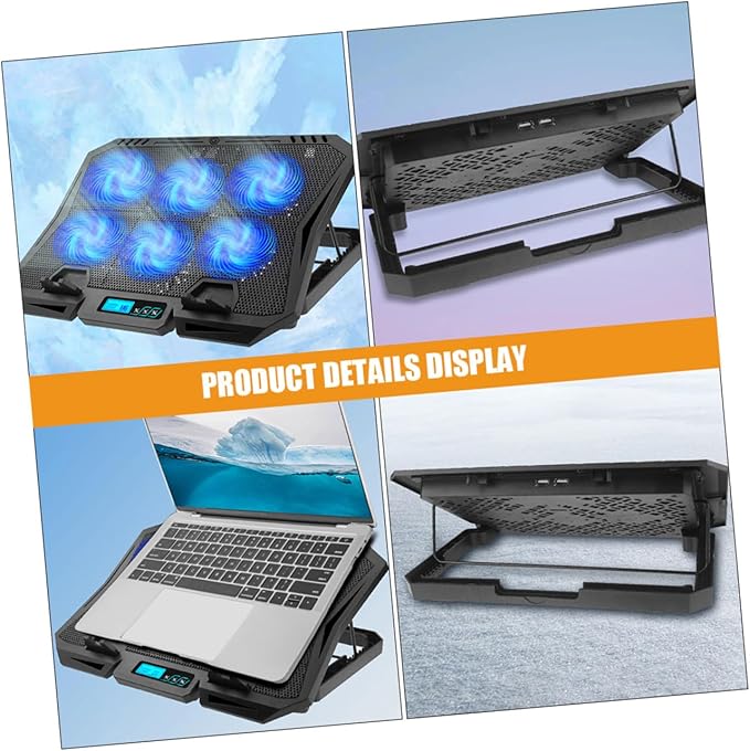 Laptop Cooling Stand with Fan 15.6-inch Quiet Cooling Pad Adjustable Speed Blue LED and Laptop Heat Dissipation for Office and Home Use