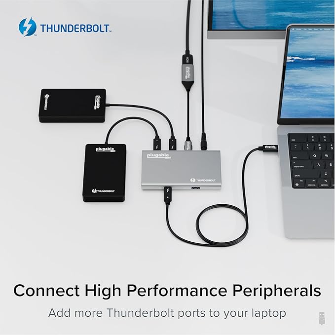 Plugable 5-in-1 Thunderbolt 4 HubSingle 8K or Dual 4K Display 4K HDMI Adapter Included Thunderbolt 4/3 USB4USB-C Expansion for Modern Mac and Windows Systems Driverless