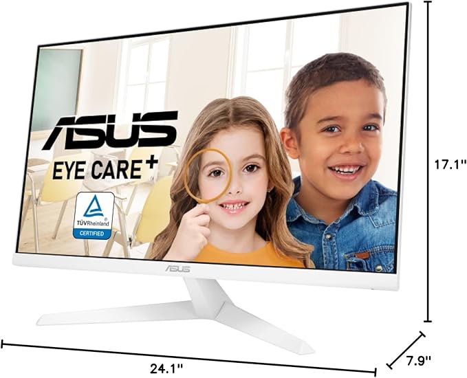 ASUS VY279HE-W 27” 1080P Monitor - White Full HD 75Hz IPS Adaptive-Sync/FreeSync Eye Care Plus Color Augmentation Rest Reminder HDMI VGA Frameless VESA Wall Mountable