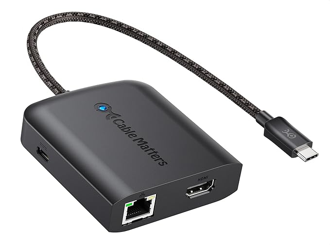 Cable Matters USB C Hub HDMI 2.1 Up to [8K@30Hz/4K@120Hz 100W Charging 5Gbps Data Transfer] Gigabit Ethernet USB C HDMI 2.1 Hub Compatible with Thunderbolt 4/5 Max 4K@60Hz on MacOS