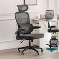 Ergonomic Office Desk Chair330 LBS Home Mesh Office Desk ChairsLumbar Support Computer Chair with Flip-up ArmsHigh Back Office Chair for Long Hours Office Chair for Study and WorkBlack