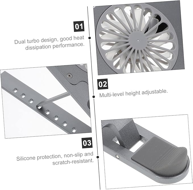 HOMSFOU Laptop Stand Fan Gear Height Adjustment Mute High Wind Volume Aluminum Laptop Cooling Pad for Gaming