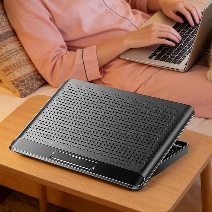 Genérico Cooling Base with Fan for Laptop | Adjustable and Silent Stand Riser – Made of Aluminium Alloy for Laptop for Keyboard Phone Tablet