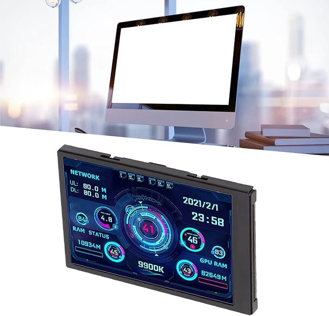 Yunir 3.5inch USB Mini Screen PC Temperature Display CPU GPU RAM Data Monitor Sensor Panel Monitor for Laptop PC