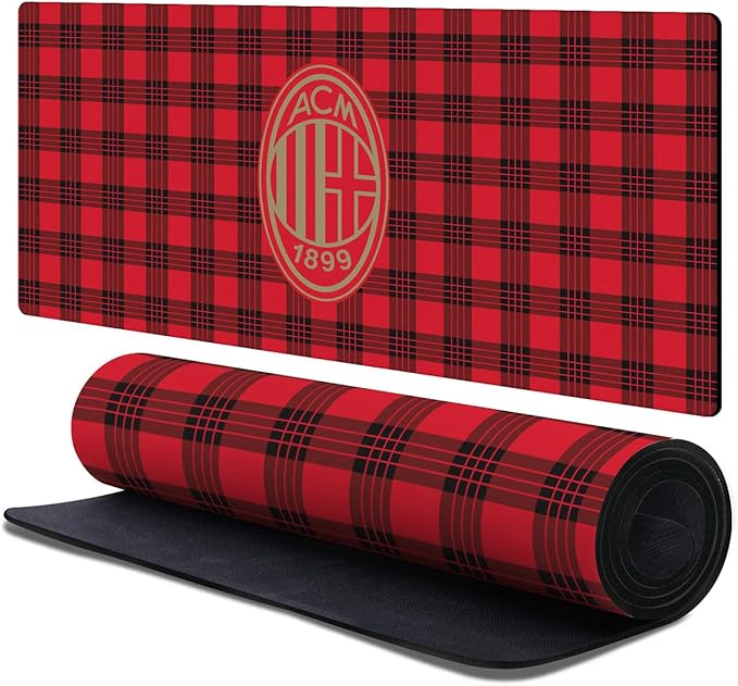 Head Case Designs Officially Licensed AC Milan Tartan Crest Logo 37.4 x 15.75 x 0.16 inches (900 x 400 mm) - XL Gaming Office Desk PC Keyboard Mouse Mat Pad
