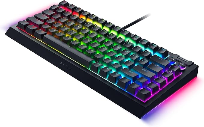 Razer BlackWidow V4 75% Mechanical Gaming Keyboard: Hot-Swappable Design - Compact &amp Durable - Orange Tactile Switches - Chroma RGB - MF Roller &amp Media Keys - Comfortable Wrist Rest - Black