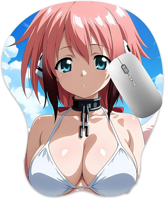 3D Mouse Pad Oppai Mousepad with Soft Gel Wrist Rest Anime Manga Gaming Boob pad Anti-Slip Mouse Mat （ Ikaro ）