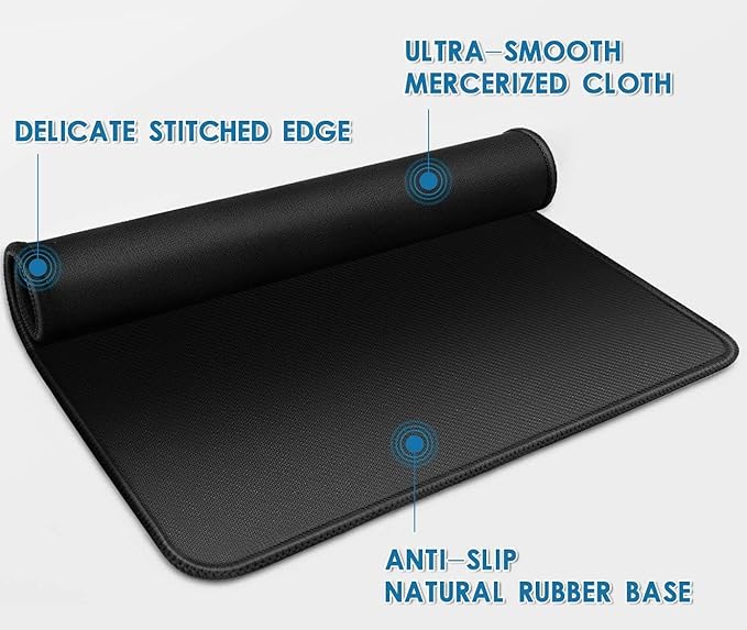 Black Mouse Pad for Desk Basic Mouse Pads Bundle for Compuer and Laptop Big Mouse Mat with Non-Slip Rubber Base &amp Stitched Edges Premium-Textured &amp Waterproof Computer Mousepad (8PC Size L