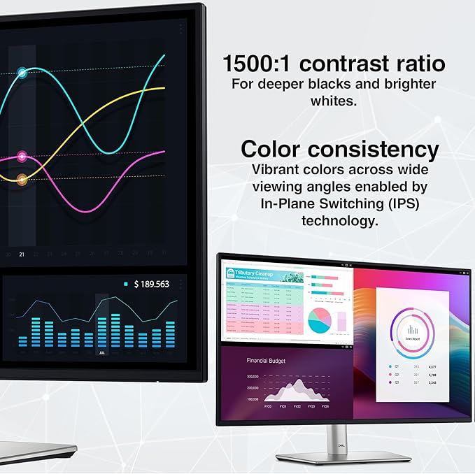 Dell P2725H 27″ Full HD IPS LED 100Hz Monitor (1920×1080)| Comfortview Plus Height-Adjustable Anti-Glare Display + USB-C Cable + Cleaning Kit