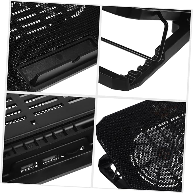 Height Laptop Cooling Pad with Dual USB Ports Foldable Desktop Stand for Notebooks Silent Heat Dissipation Rack for Office Home Gaming and Study Use