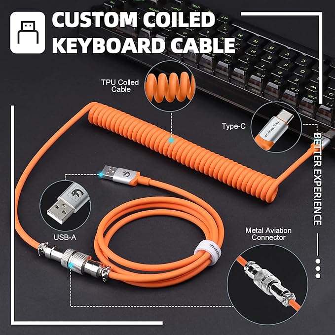 65% Hot-Swap Wired Mechanical Gaming Keyboard Programmable with Transparent 66 Key Full Side RGB OWERTY Linear Ice White Switch Custom Coiled C to A Cable Media Knob 2-IN-1 Case for WIN/PC/MAC(Black)