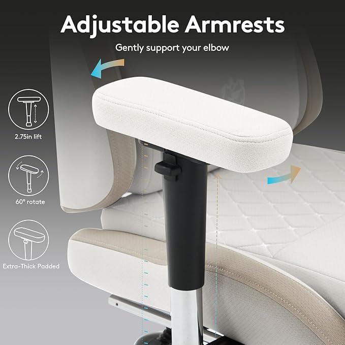 Gaming Chair Breathable FabricComputer Office Chair with FootrestMassage Lumbar Support and Gel PadErgonomic Reclining Gamer Chair with Adjustable Armrests and Spring Cushion Beige