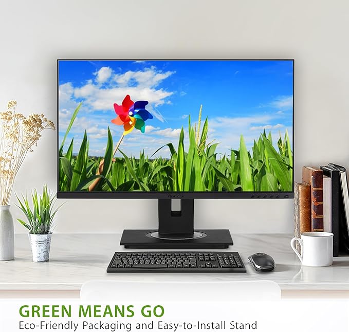 ViewSonic VG2448A 24 Inch IPS 1080p Ergonomic Monitor with Ultra-Thin Bezels HDMI DisplayPort USB VGA and 40 Degree Tilt for Home and Office