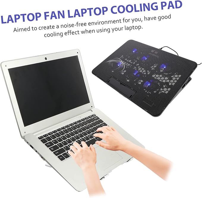 MERRYHAPY Laptop Cooling Pad Fans Adjustable Height Laptop Stand Compatible Lightweight and Portable Design for Efficient Heat Dissipation and Noise