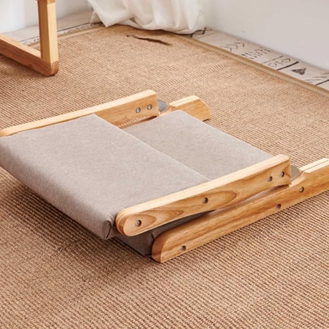 BTZHY Floor Chair Floor Chair Tatami Meditation Yoga Chair Foldable Indoor Outdoor Chair with Backrest Rubber Wood Legless Back Chair(O)