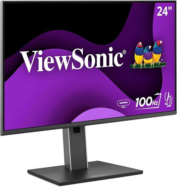 ViewSonic VG2452 24 Inch IPS 1080p Ergonomic Monitor with Tilt Swivel Pivot Height Adjust 100Hz 5-Port USB Hub HDMI DisplayPort and 65W USB C Inputs