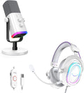 FIFINE XLR/USB Dynamic Microphone with Over-Ear Headset Bundle Gaming Mic and Headset Set with RGB Volume Control 7.1 Surround Sound Game Chat Balance Compatible with PS4/PS5/PC-AM8W+H13WP