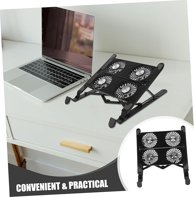 COHEALI 1set Cooling Laptop Stand Base Ergonomic Design and Four Fans for Heat Dissipation Adjustable Height for Gaming and Office Use