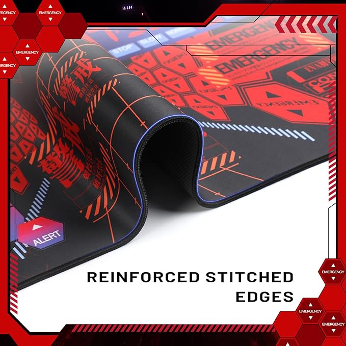 Mouse Pad EVA Unit - 01 Themed Gaming Mouse Pad 35.4x15.7 Cyber Alert Emergency Interface Design