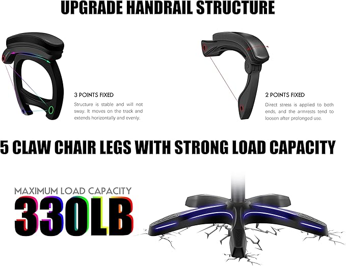 Gaming Chair with LED Lights and Speakers Music Video Chair for Adults with Massage and Footrest Ergonomic Chair with Headrest and Lumbar Support Maximum Load 150KG. (Black+White)
